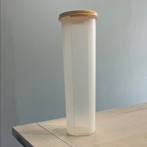 Tupperware Tall White Storage Container with Beige Lid